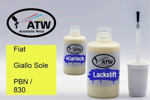 Fiat, Giallo Sole, PBN / 830: 20ml Lackstift + 20ml Klarlack - Set, von ATW Autoteile West.